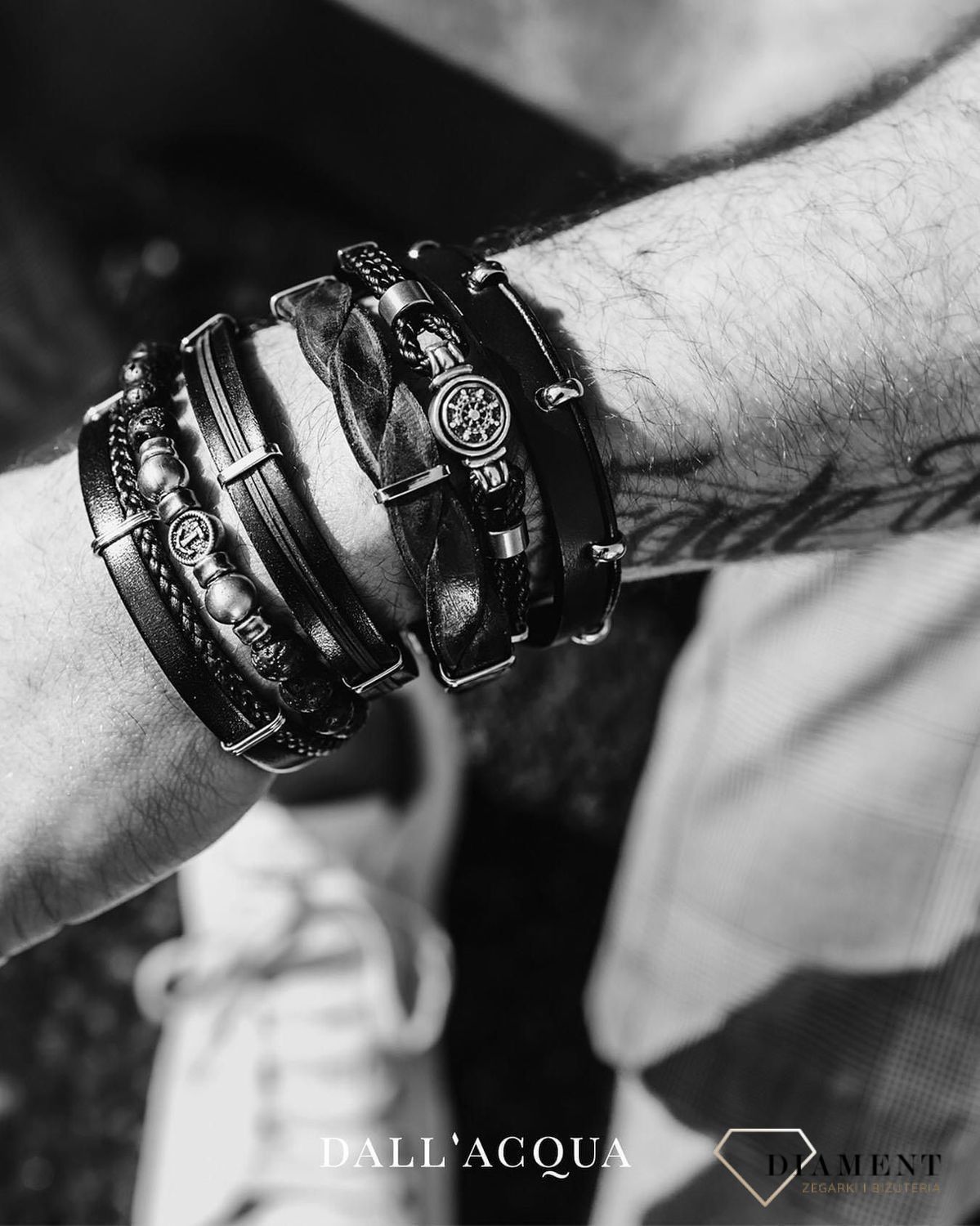 Bransoletka dla mężczyzny Dall'acqua 'Czarna kotwica' ✓Bransoletka ze skóry w Sklepie z Biżuterią zegarki-diament.pl✓ Prezent dla ukochanego (5).JPG